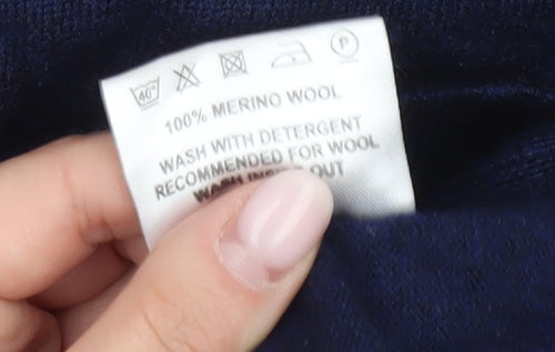 Barbour Womens Blue Merino Wool Roll Neck Jumper Size 10
