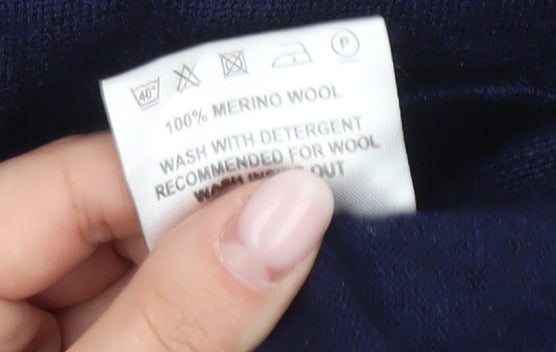 Barbour Womens Blue Merino Wool Roll Neck Jumper Size 10