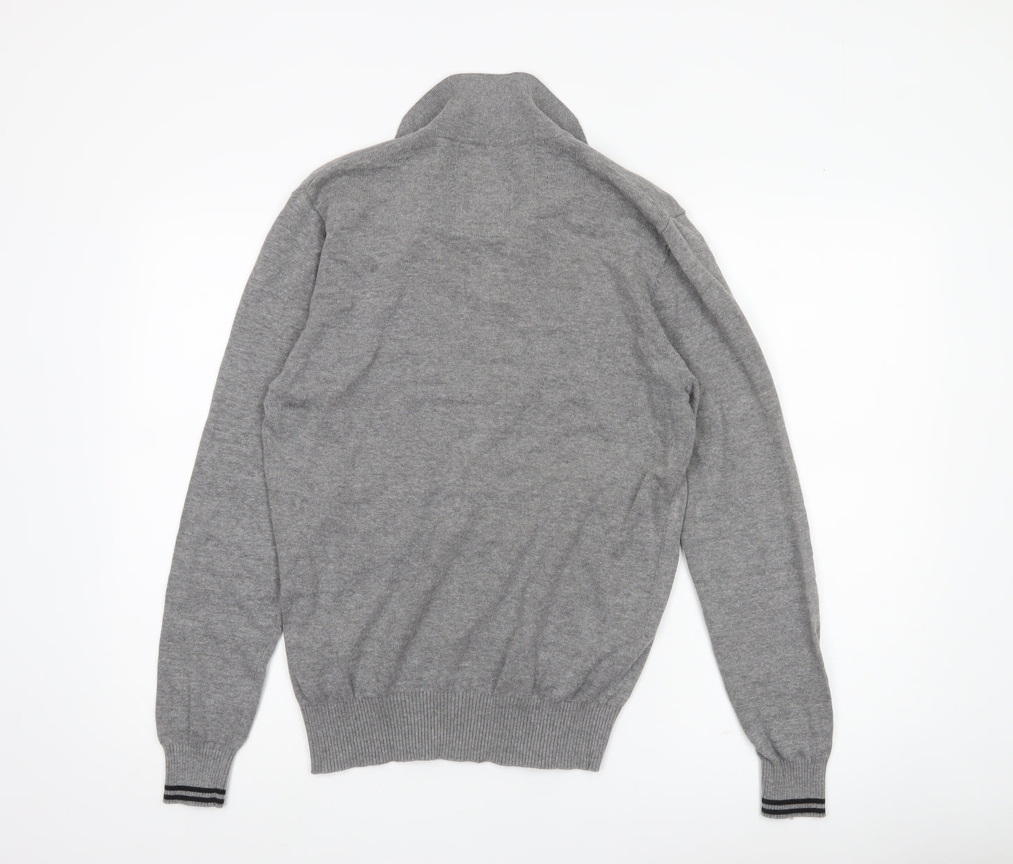 Luke Sport Men’s Grey Cotton Henley Jumper Medium Collared Logo