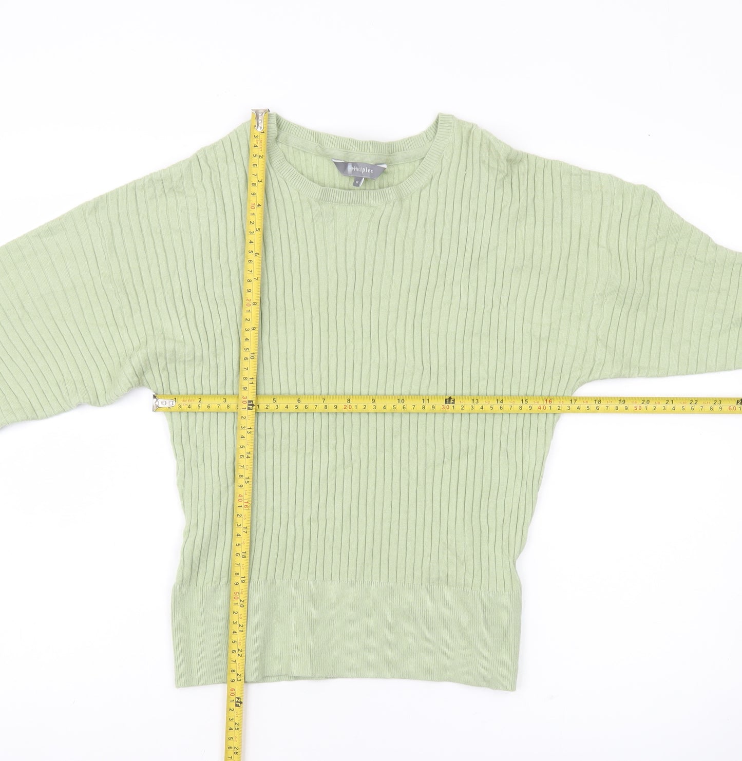 Principles Women Green Size 16 Ribbed Pullover Jumper