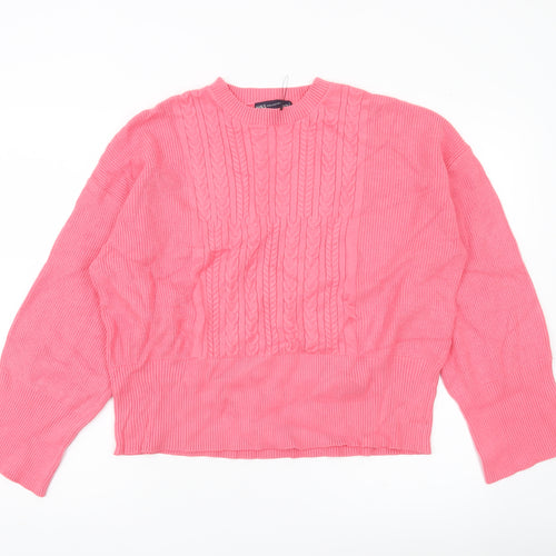 Marks and Spencer Women’s Pink Cable Knit Jumper L Regular