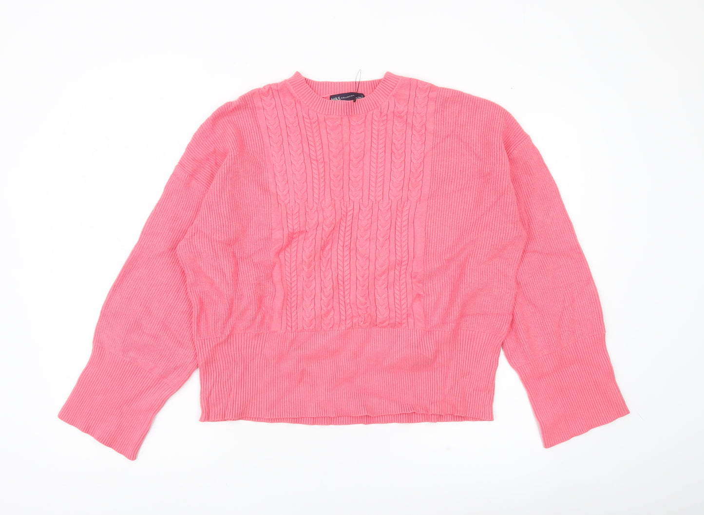 Marks and Spencer Women’s Pink Cable Knit Jumper L Regular