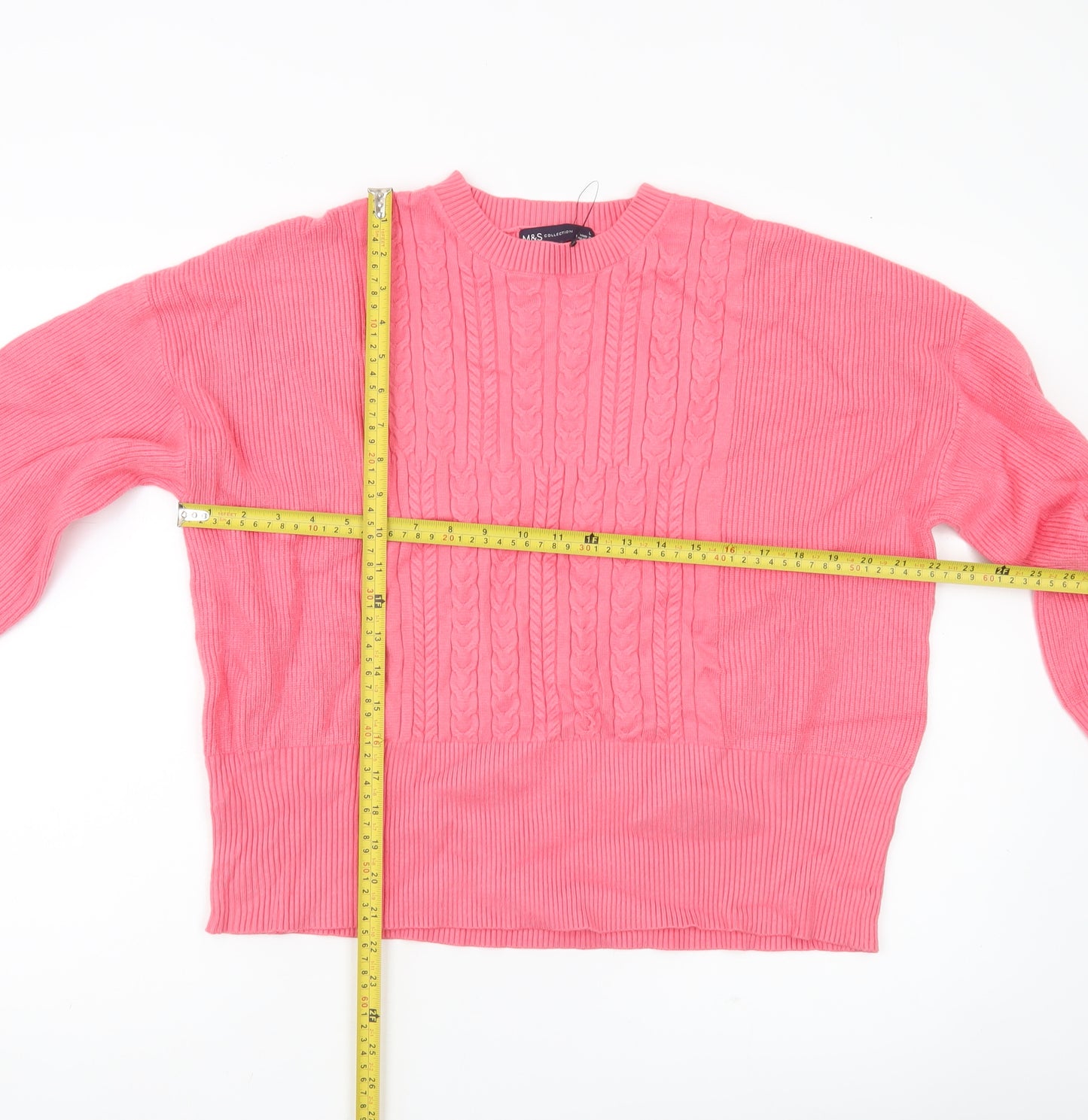 Marks and Spencer Women’s Pink Cable Knit Jumper L Regular