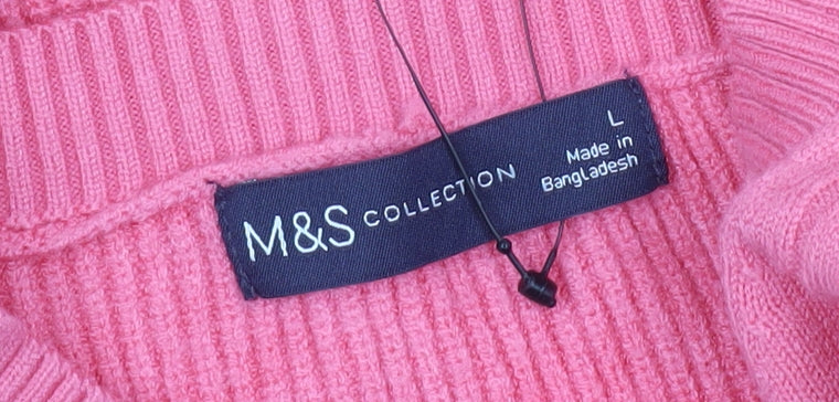 Marks and Spencer Women’s Pink Cable Knit Jumper L Regular
