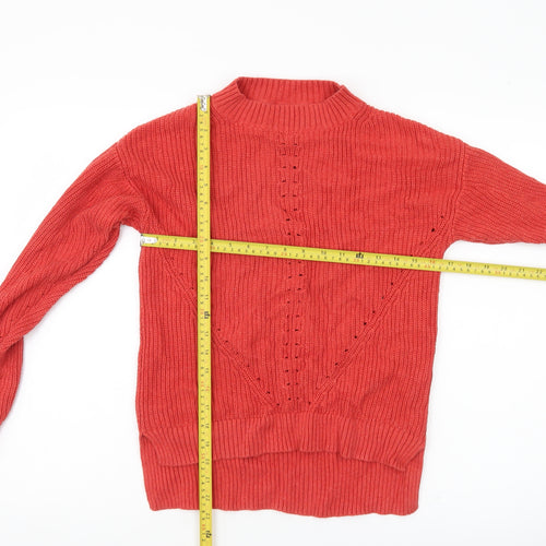 Fat Face Womens Red Cotton Mock Neck Jumper Size 6