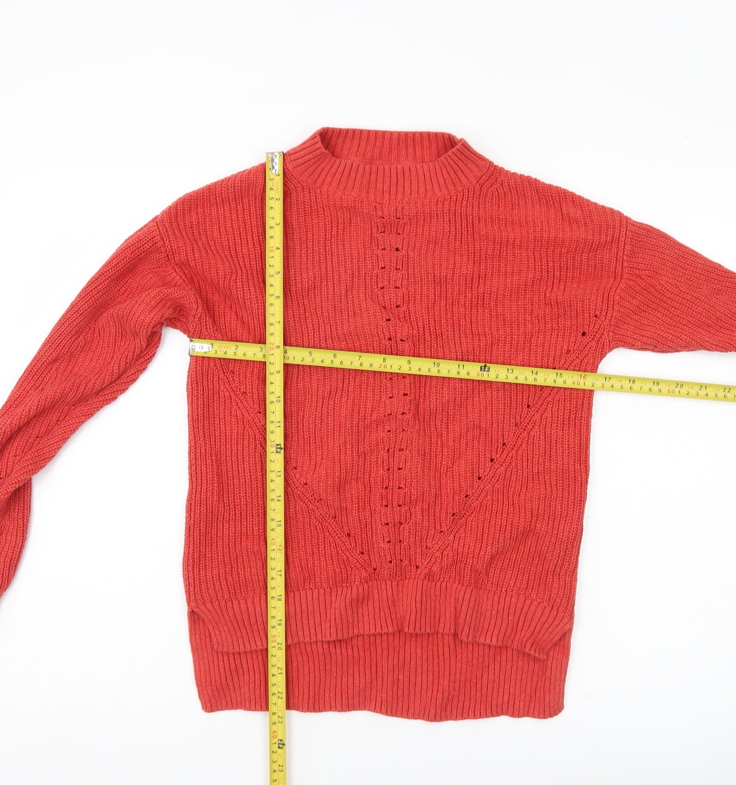 Fat Face Womens Red Cotton Mock Neck Jumper Size 6