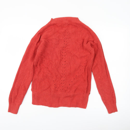Fat Face Womens Red Cotton Mock Neck Jumper Size 6