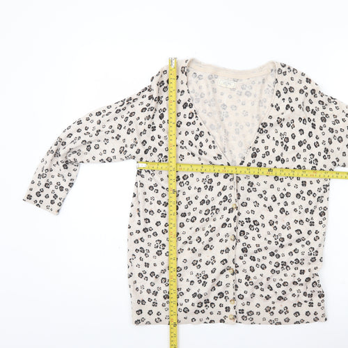 Fat Face Women’s Beige Leopard Print Cotton Cardigan Size 12