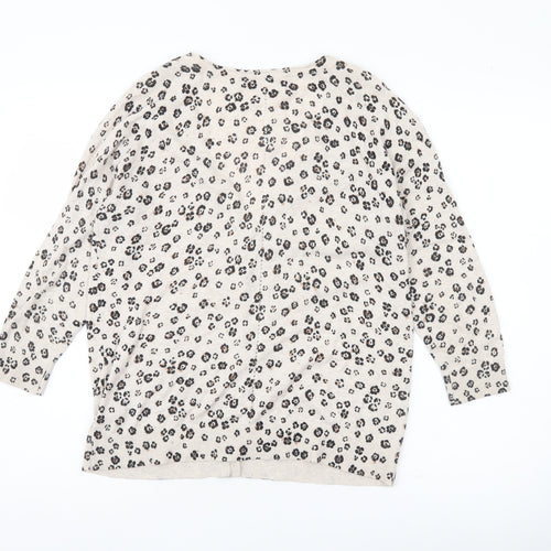 Fat Face Women’s Beige Leopard Print Cotton Cardigan Size 12