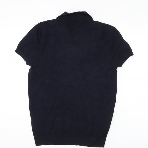 Zara Men’s Blue Polo Shirt Size S Short Sleeve Viscose Knit
