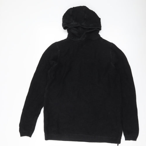 Next Boys Black Cotton Hooded Pullover Jumper 15 Years