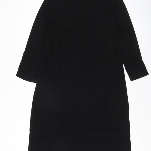 Tahari Women Black S Shift Knee Length Jersey Dress