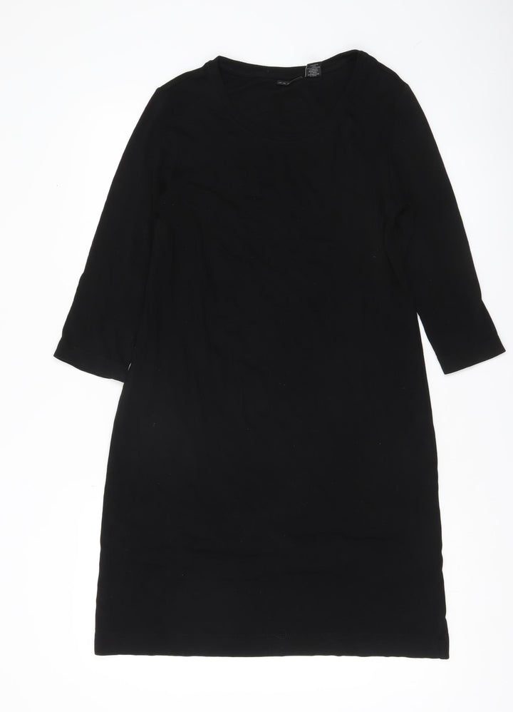 Tahari Women Black S Shift Knee Length Jersey Dress