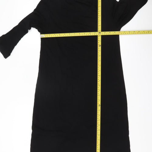 Tahari Women Black S Shift Knee Length Jersey Dress