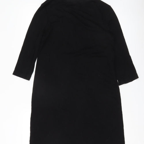 Tahari Women Black S Shift Knee Length Jersey Dress
