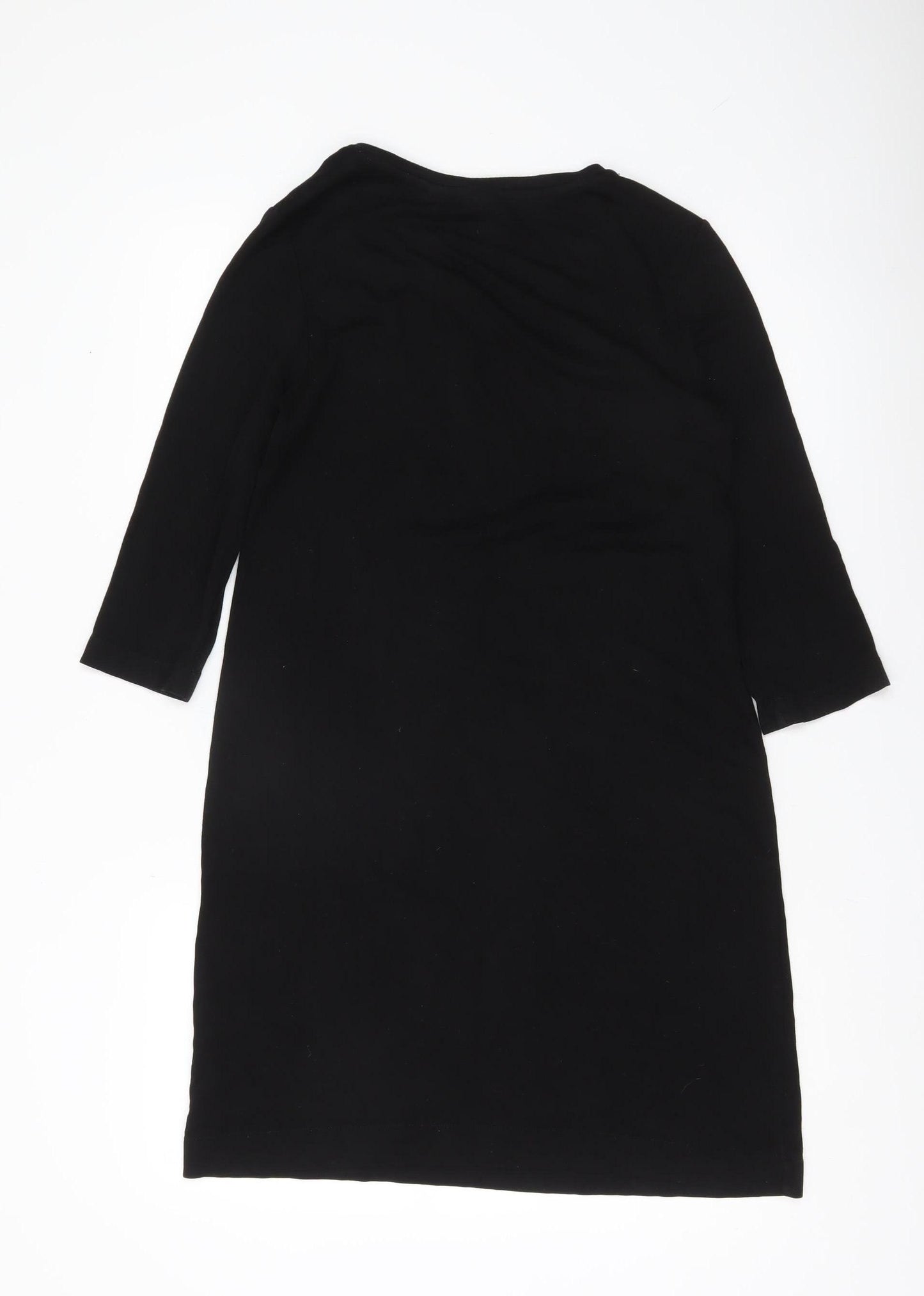 Tahari Women Black S Shift Knee Length Jersey Dress