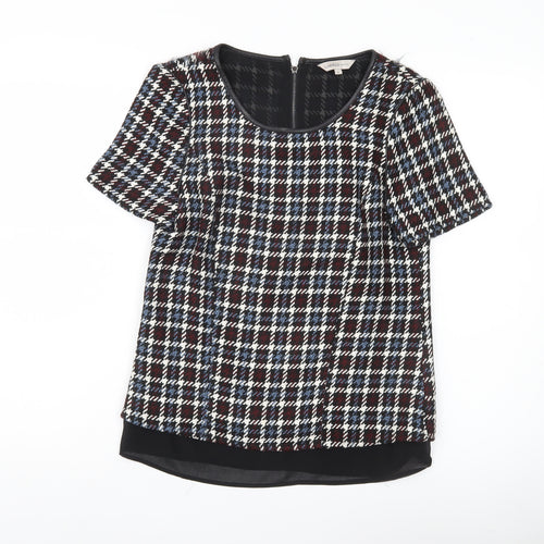 Marks and Spencer Womens Multicoloured Check Blouse UK 6 Short Sleeve