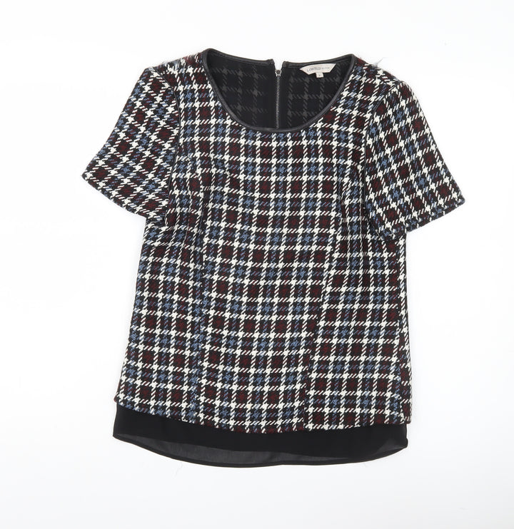 Marks and Spencer Womens Multicoloured Check Blouse UK 6 Short Sleeve