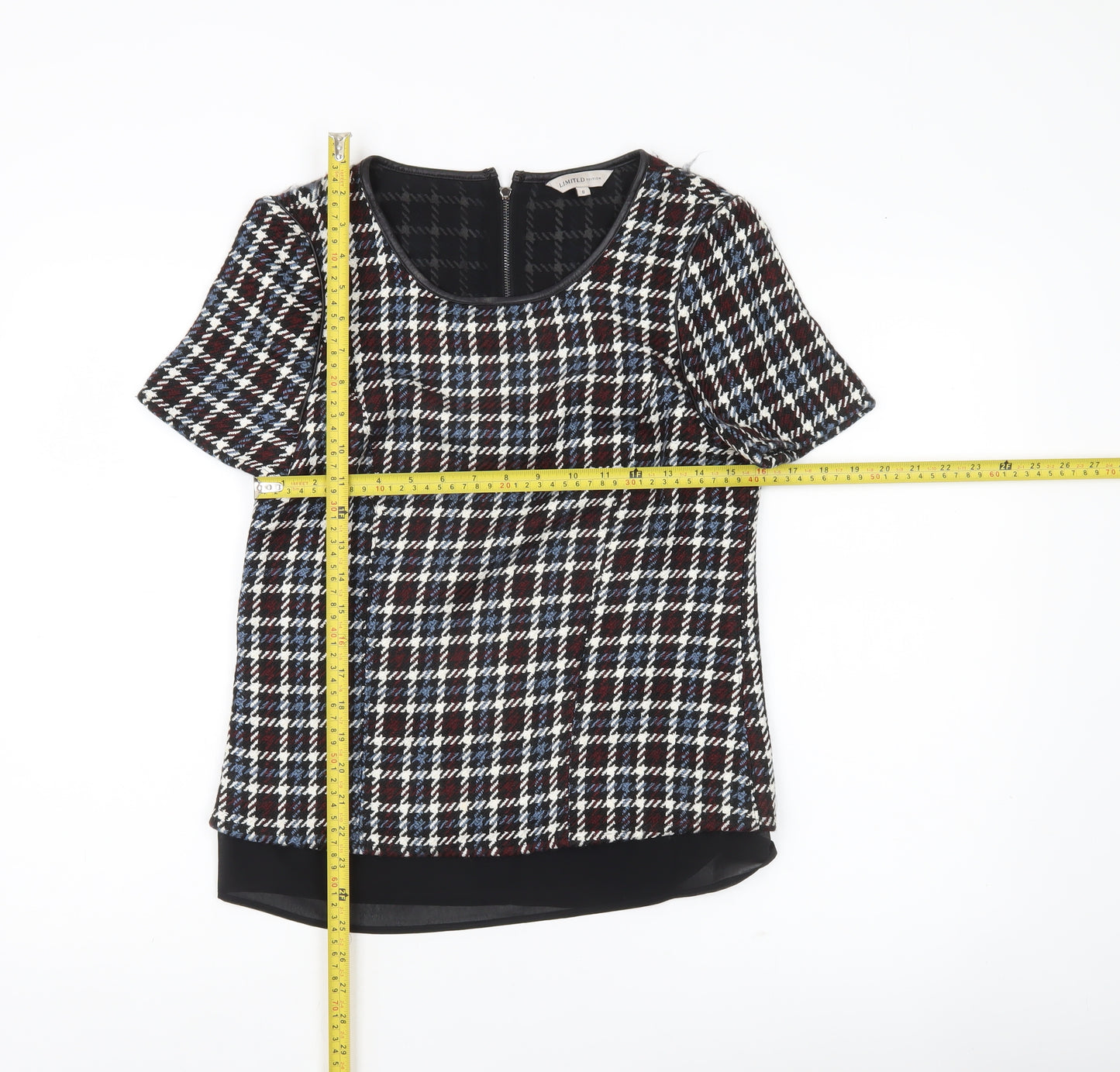 Marks and Spencer Womens Multicoloured Check Blouse UK 6 Short Sleeve
