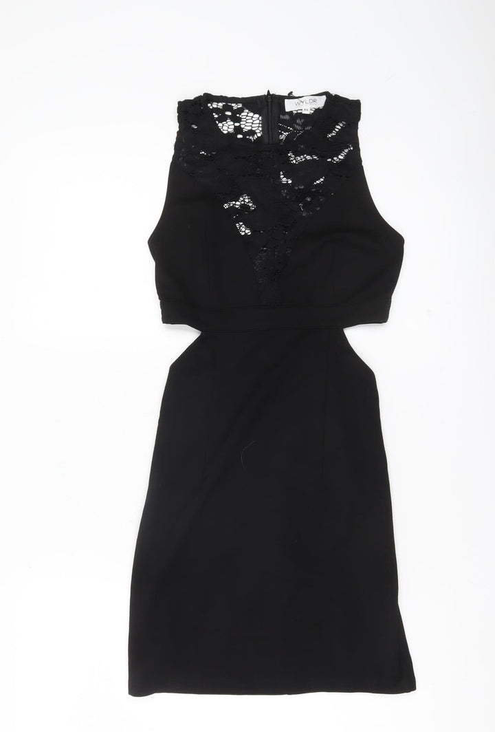 Wyldr Womens Black XS Bodycon Lace Cut Out Cocktail Dress