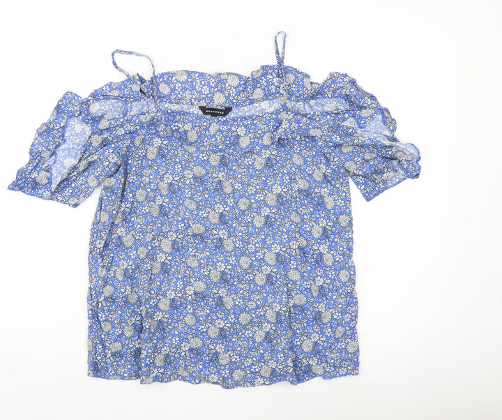 Peacocks Women’s Blue Floral Off Shoulder Blouse Size 10