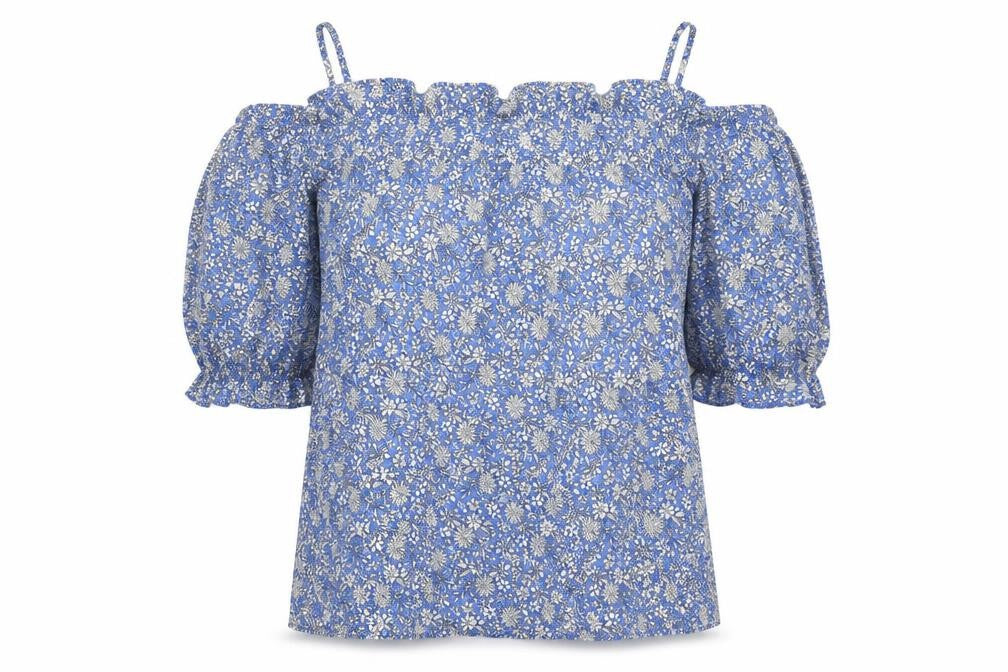 Peacocks Women’s Blue Floral Off Shoulder Blouse Size 10