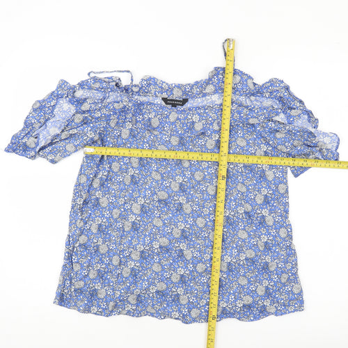 Peacocks Women’s Blue Floral Off Shoulder Blouse Size 10