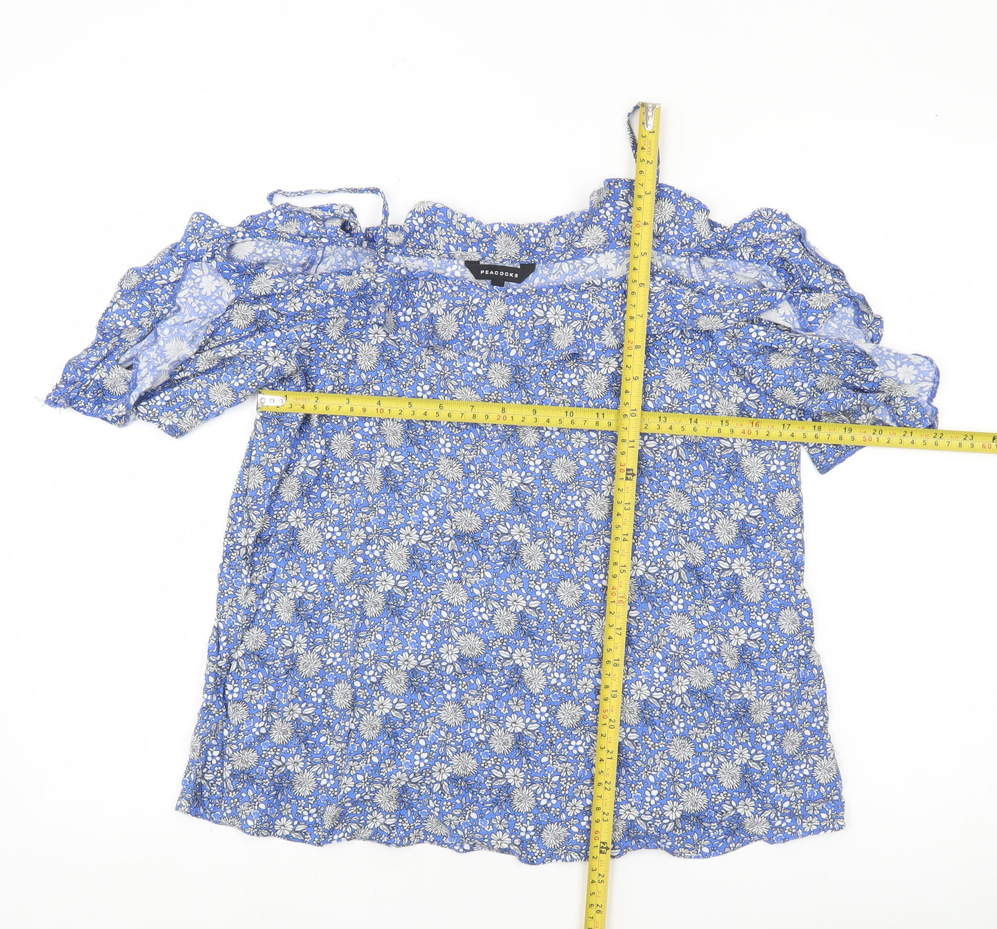 Peacocks Women’s Blue Floral Off Shoulder Blouse Size 10