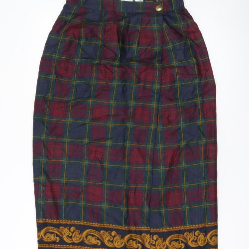 JHC Women’s Multicoloured Plaid Midi Pencil Skirt Size 10 Rayon