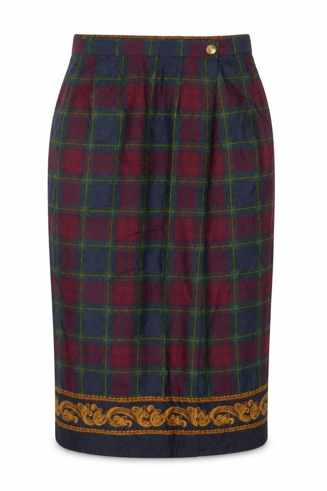 JHC Women’s Multicoloured Plaid Midi Pencil Skirt Size 10 Rayon