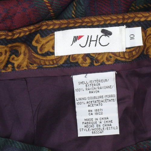 JHC Women’s Multicoloured Plaid Midi Pencil Skirt Size 10 Rayon