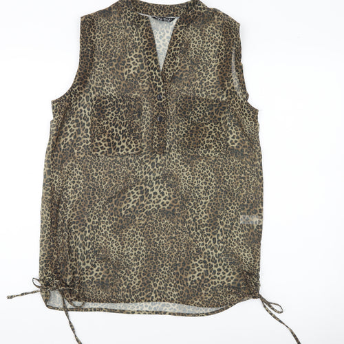 Select Women’s Brown Leopard Print Sleeveless Tunic Blouse UK 10