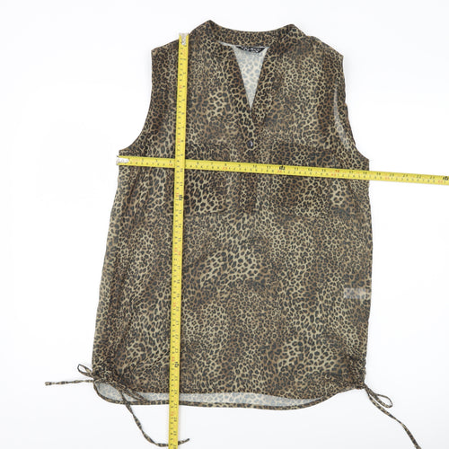 Select Women’s Brown Leopard Print Sleeveless Tunic Blouse UK 10