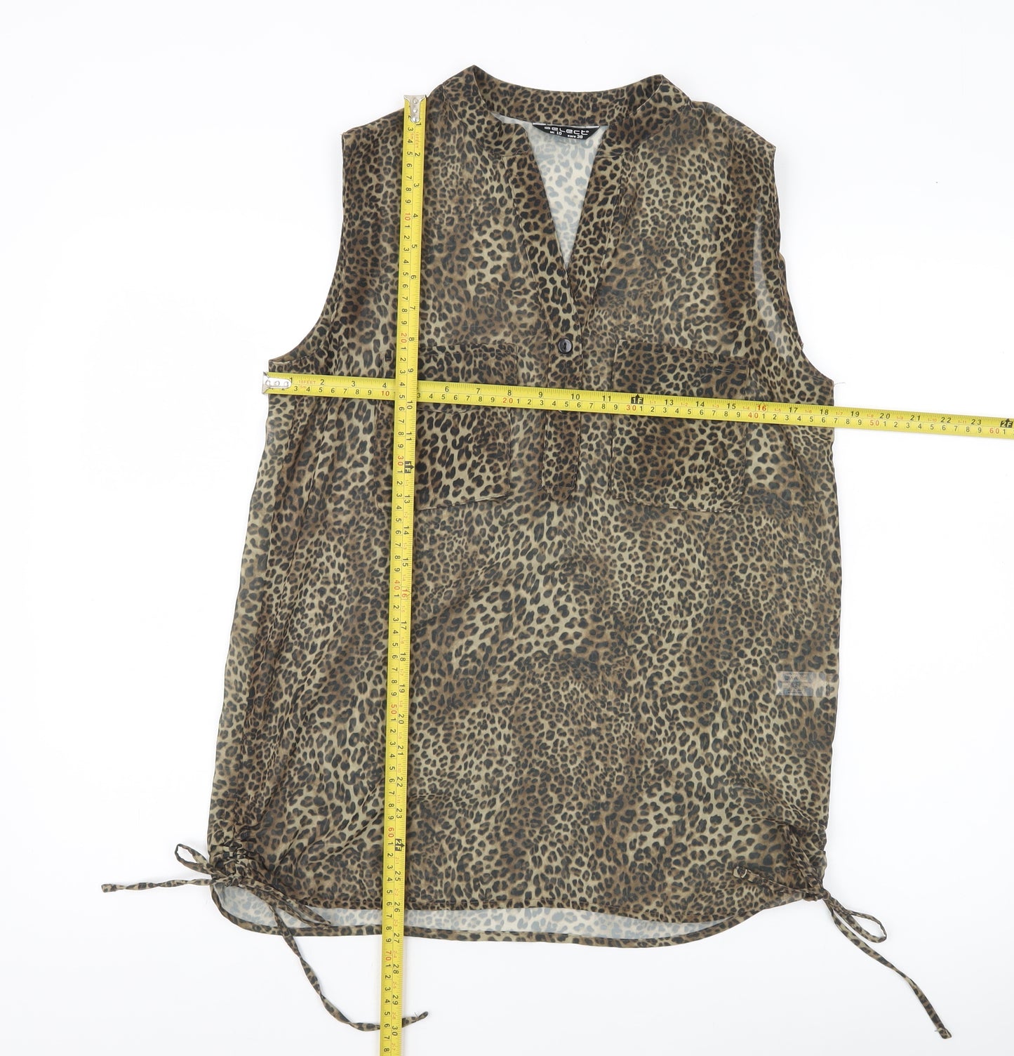 Select Women’s Brown Leopard Print Sleeveless Tunic Blouse UK 10