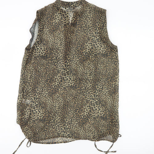 Select Women’s Brown Leopard Print Sleeveless Tunic Blouse UK 10