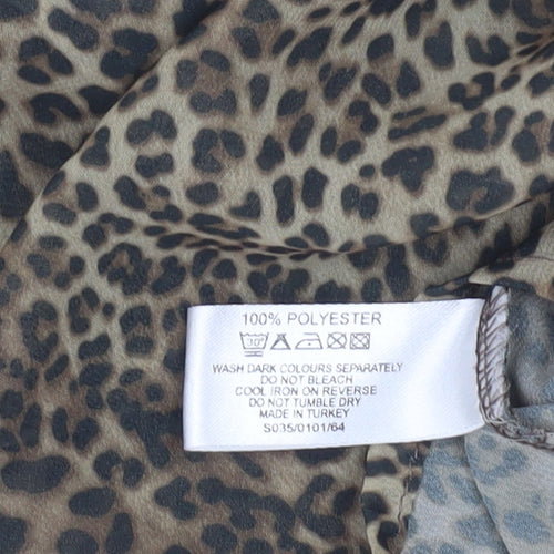 Select Women’s Brown Leopard Print Sleeveless Tunic Blouse UK 10