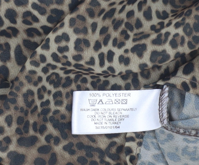 Select Women’s Brown Leopard Print Sleeveless Tunic Blouse UK 10