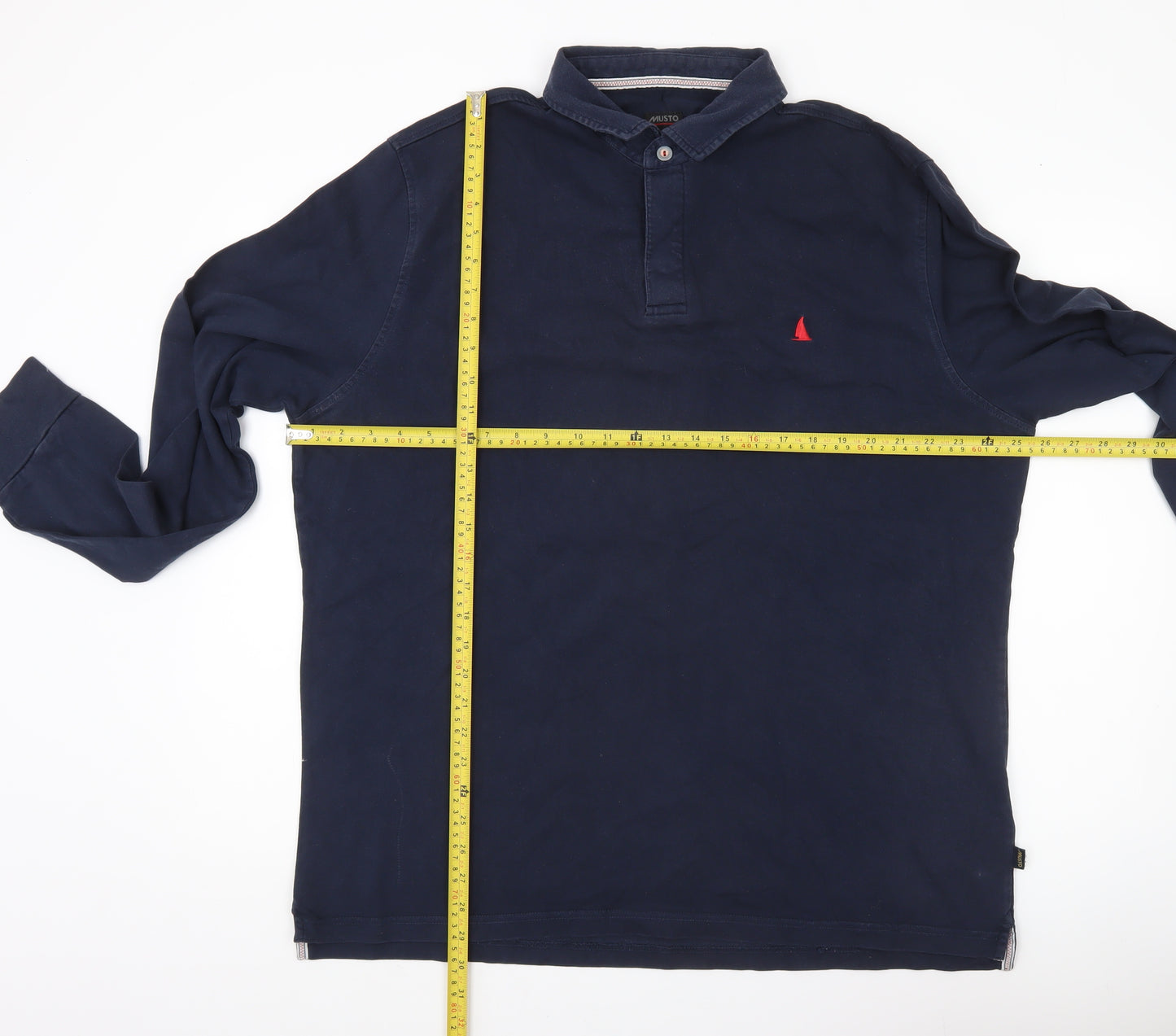Musto Men’s Blue 2XL Henley Sweatshirt Collared Cotton Top
