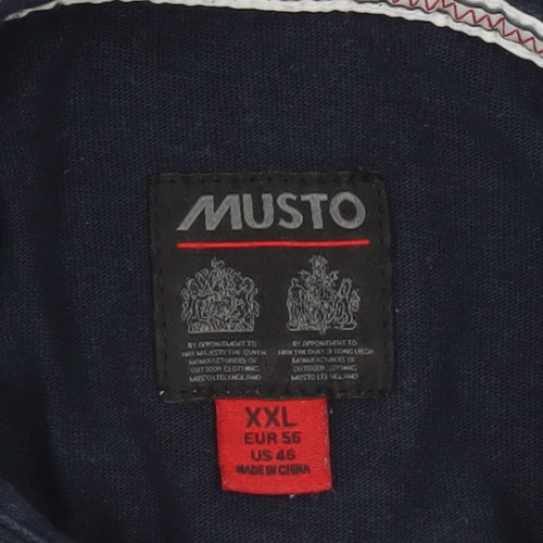 Musto Men’s Blue 2XL Henley Sweatshirt Collared Cotton Top