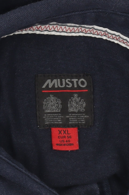 Musto Men’s Blue 2XL Henley Sweatshirt Collared Cotton Top