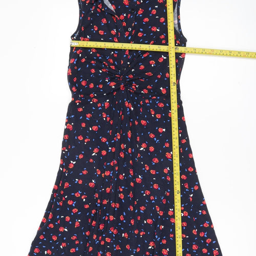 Monsoon Women’s Blue Floral Collared Shirt Dress S Sleeveless