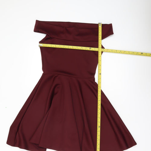 Boohoo Women’s Red Off Shoulder Skater Dress Size 10