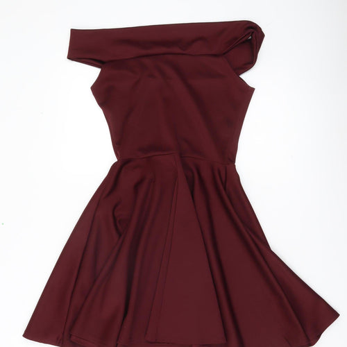 Boohoo Women’s Red Off Shoulder Skater Dress Size 10