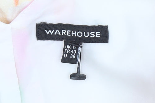 Warehouse Womens Multicoloured Floral Fit & Flare V-Neck Sleeveless Dress Size 12