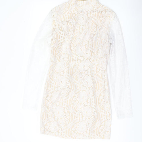 PrettyLittleThing Women’s Ivory Lace Sheath Mini Dress UK 10