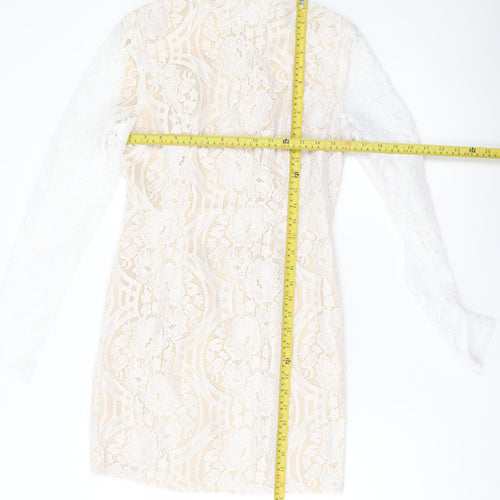 PrettyLittleThing Women’s Ivory Lace Sheath Mini Dress UK 10