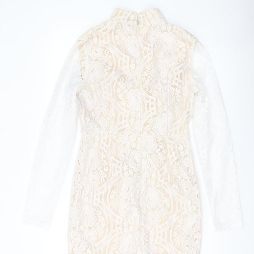 PrettyLittleThing Women’s Ivory Lace Sheath Mini Dress UK 10