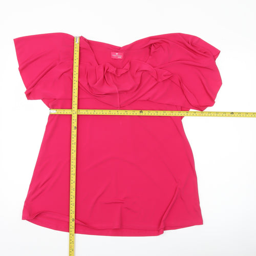 Together Women’s Pink Ruffle V-Neck Tunic Blouse Size S