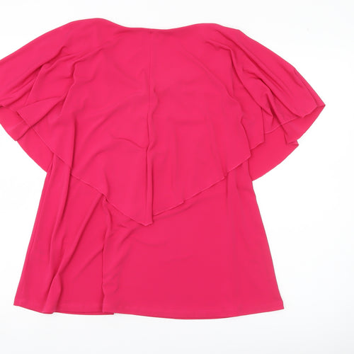 Together Women’s Pink Ruffle V-Neck Tunic Blouse Size S