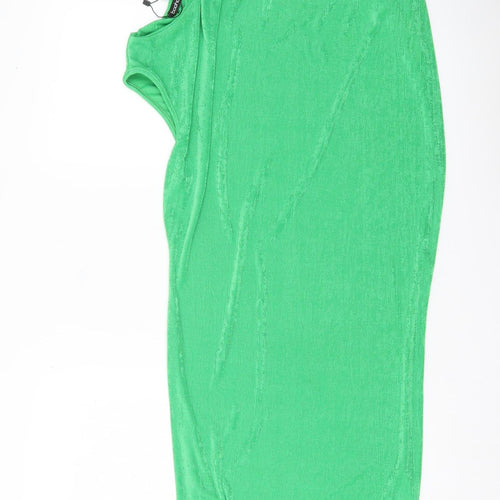 Boohoo Womens Green Bodycon Midi Dress Size 14 Sleeveless Scoop Neck